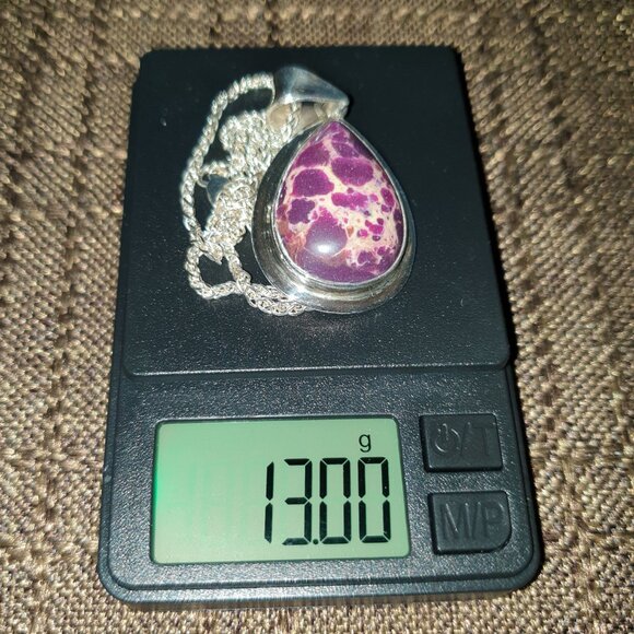 Italian Vintage Natural Purple Jasper & Sterling Silver Statement Necklace - Picture 12 of 12